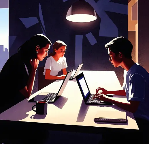 A product team collaborating around a table
